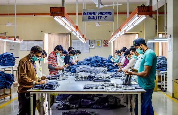 People packing the ready product in the factory.