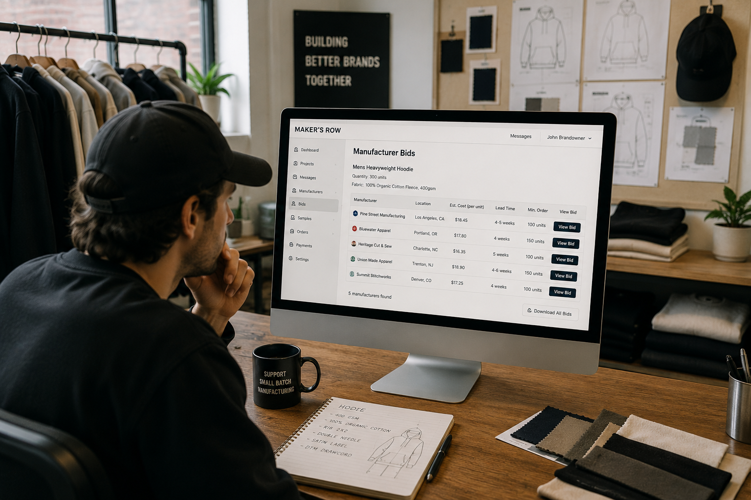 find small batch clothing manufacturers on Maker's Row