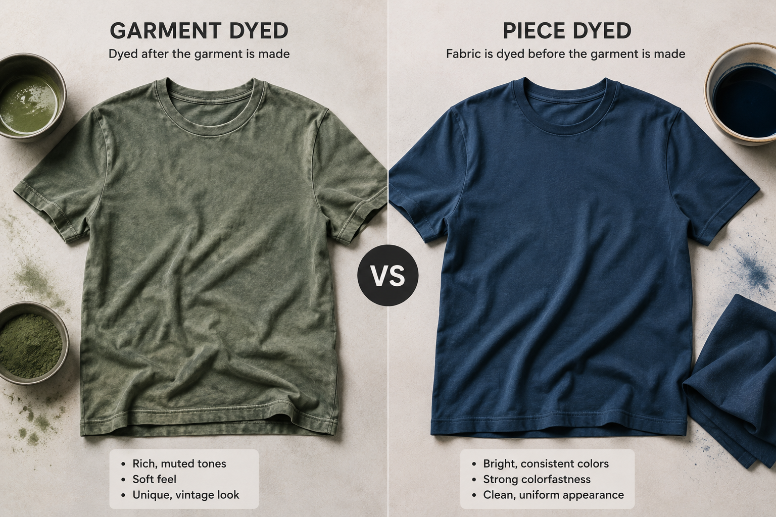 garment dyeing fabric and color swatches