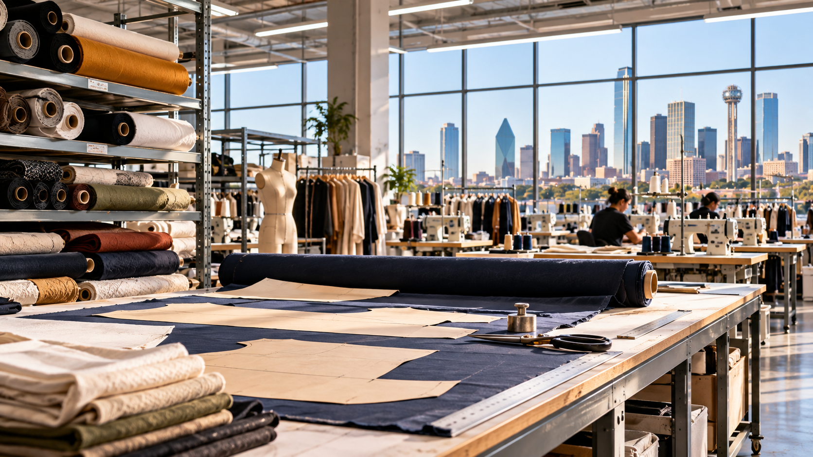 clothing manufacturers in Dallas cut and sew factory floor