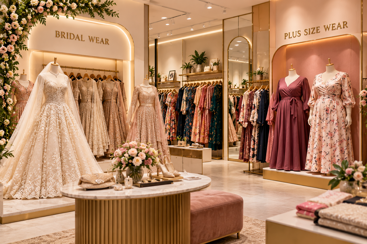 plus-size and bridal ladies wear boutique types for clothing brand